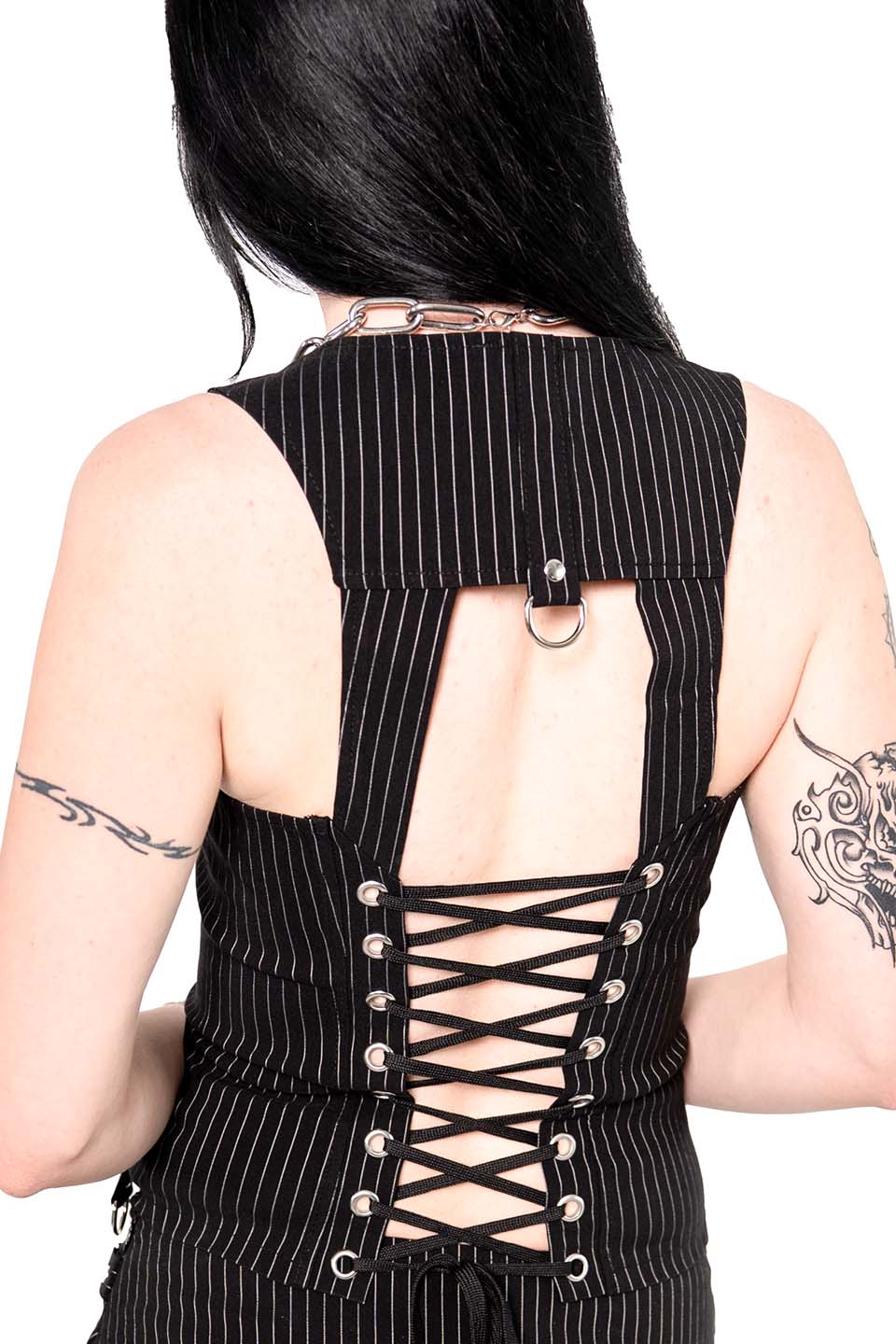 Pinstriped Gangsta Pranksta Corset Top - Carmen - Image 5