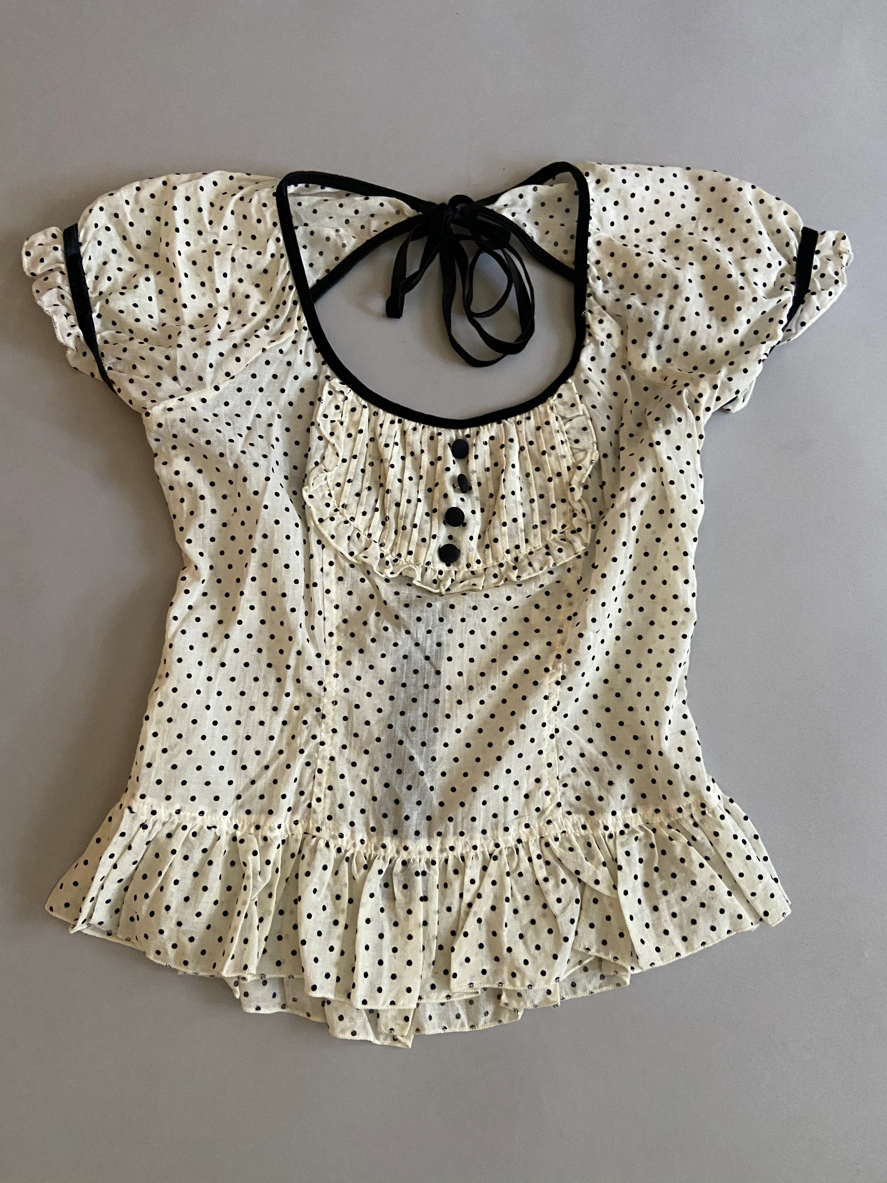Vintage Polka Dot Cap Sleeve Top