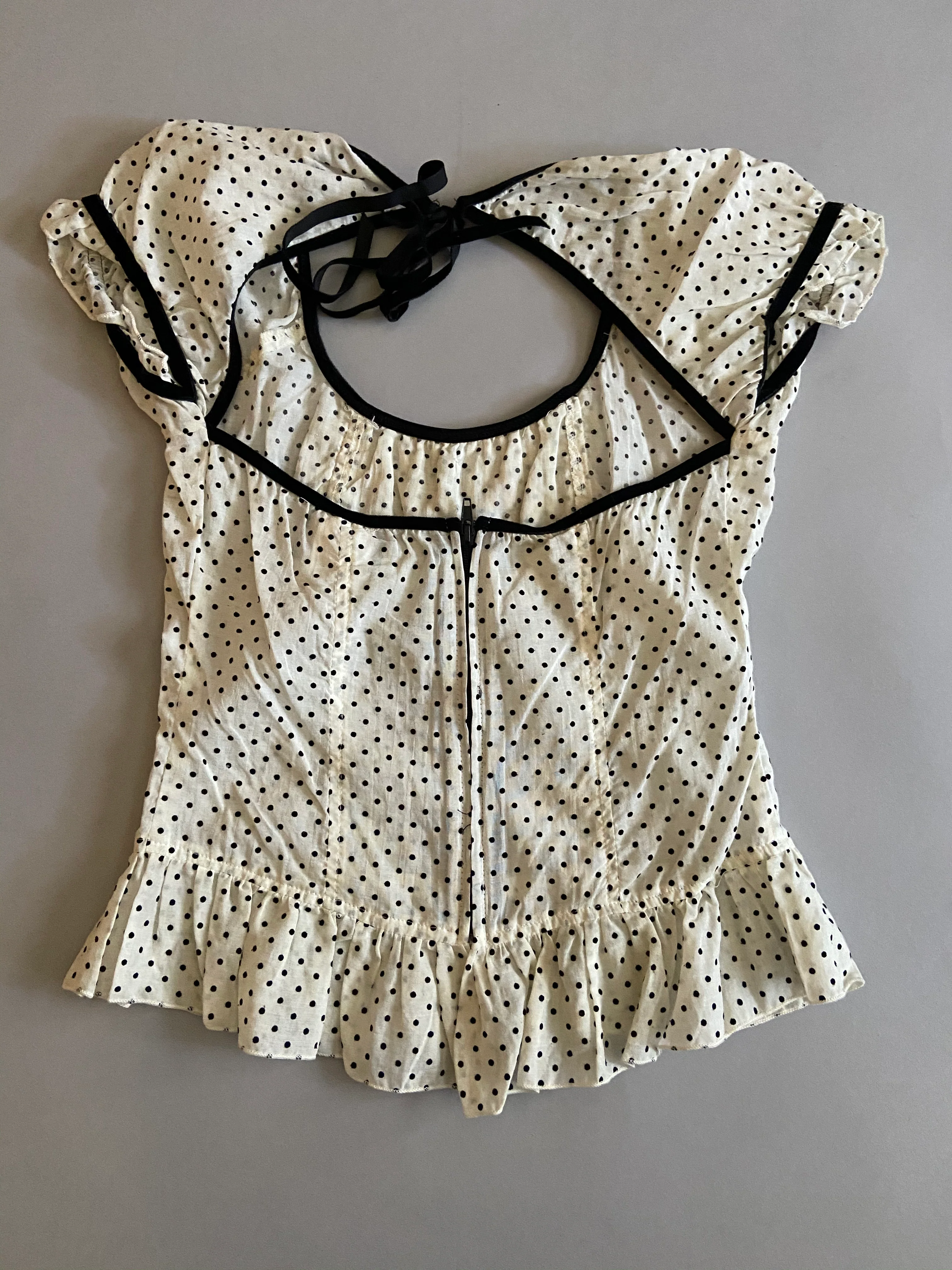 Vintage Polka Dot Cap Sleeve Top - Image 3