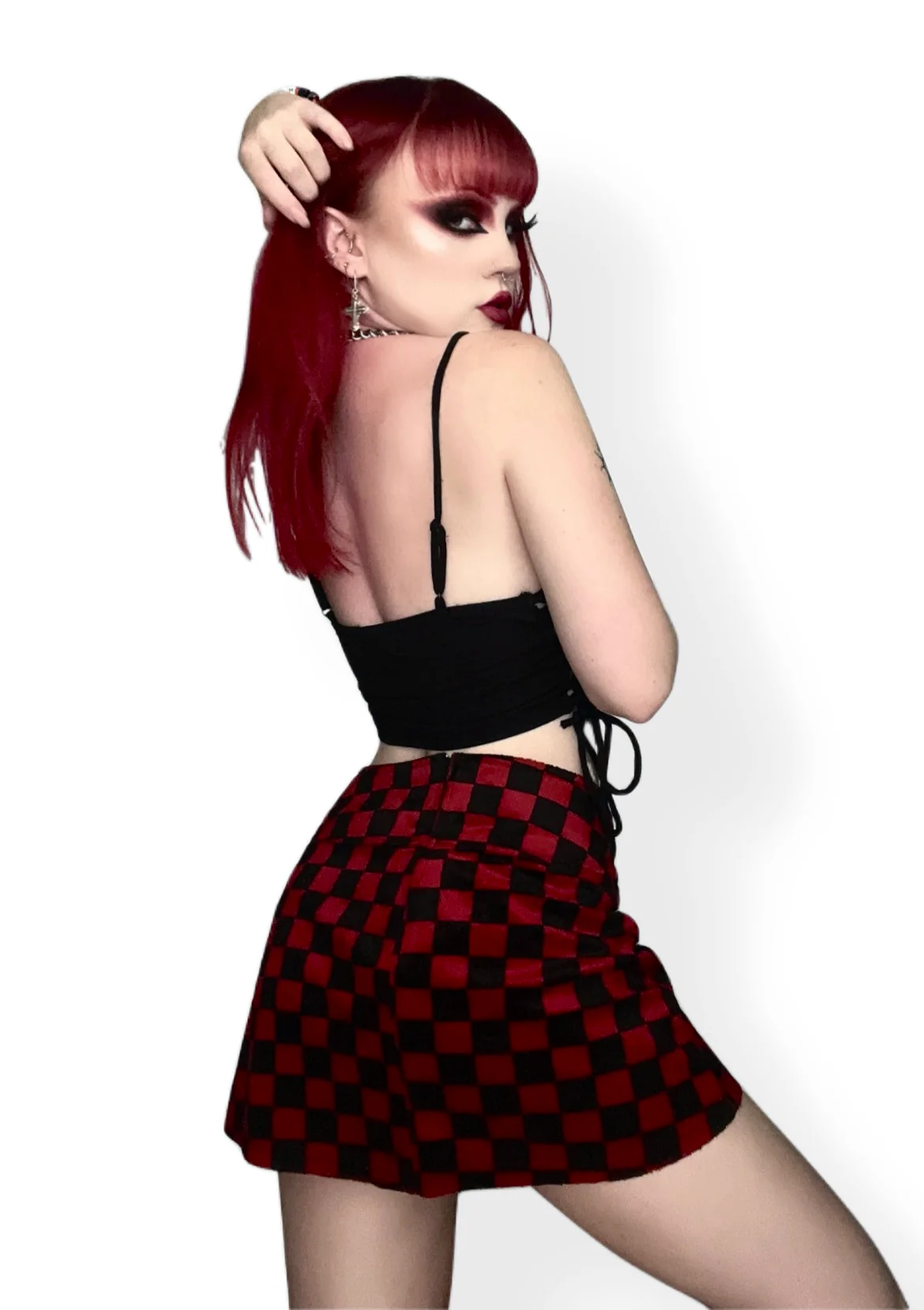 Side Lace Black Cross Bones Top - Image 3