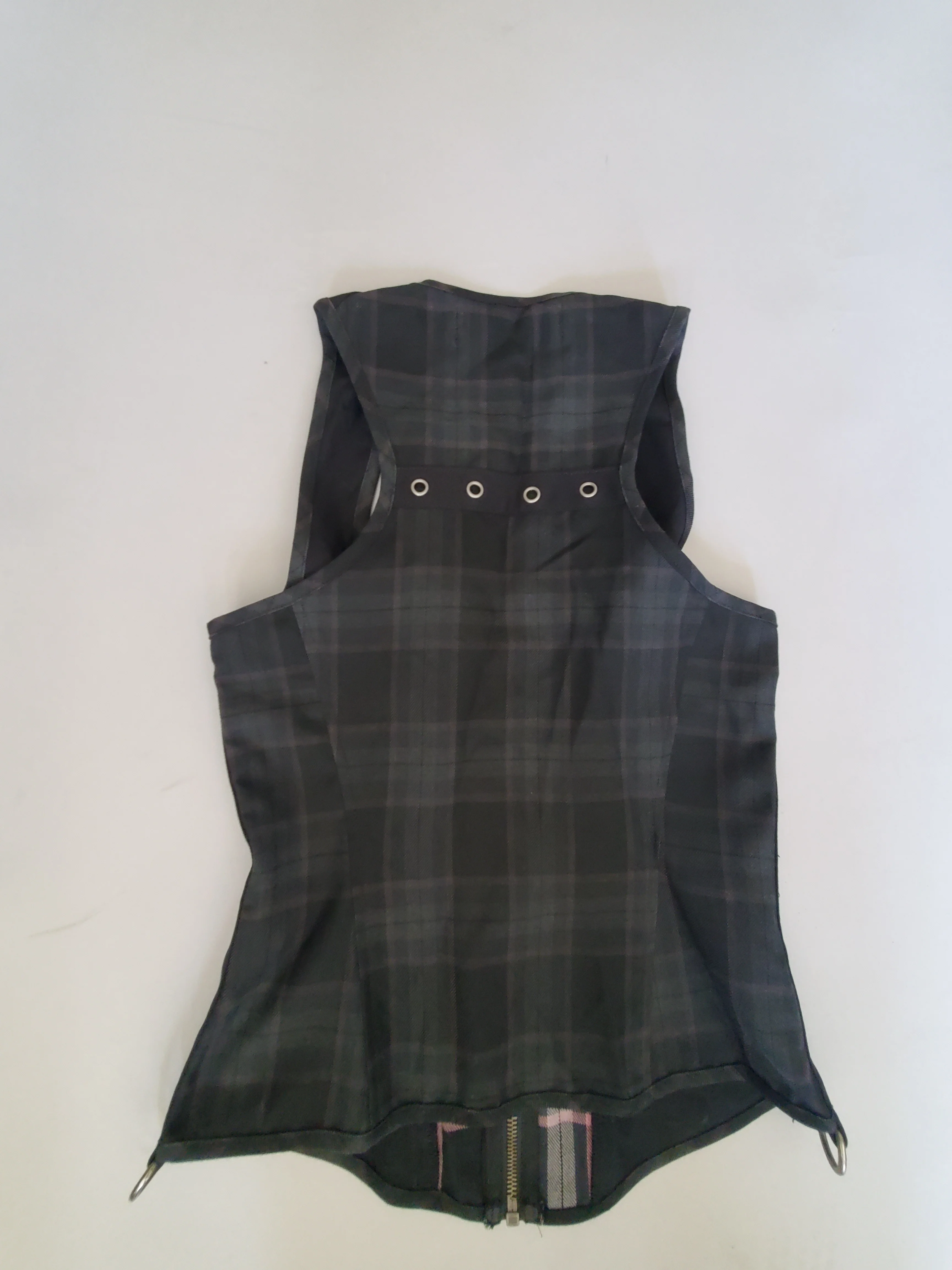 Punk & Disorderly Overdyed Black & Pink Plaid Zip Up Top - size M - Image 2