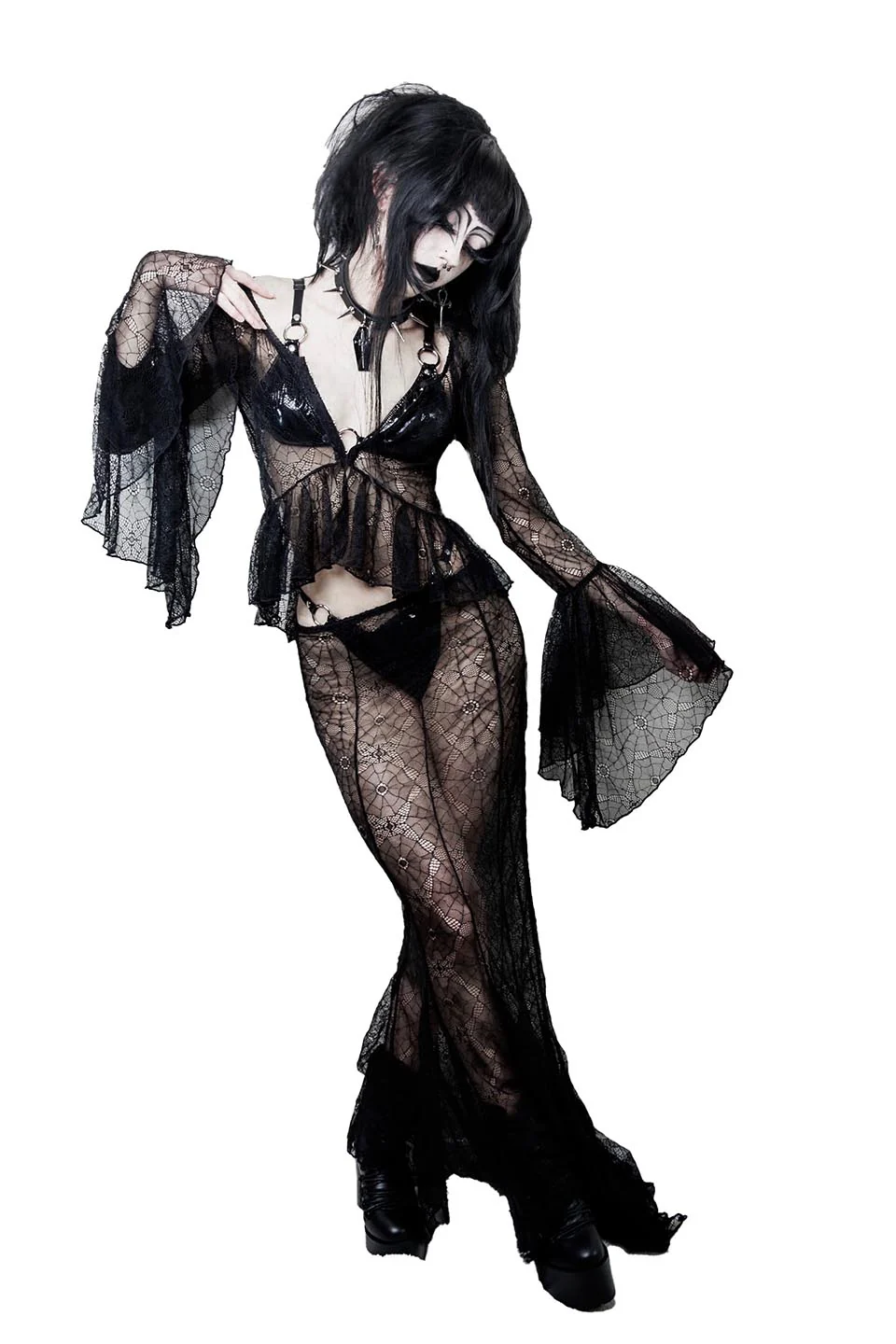 Webutante Spiderweb Mesh Maxi Skirt - Image 4