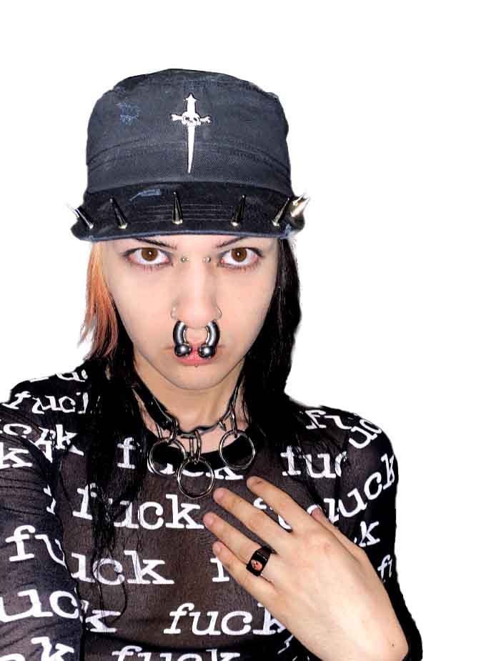 Spiked Distressed Rivethead Hat - Image 2