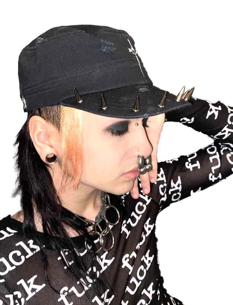 Spiked Distressed Rivethead Hat - Image 3