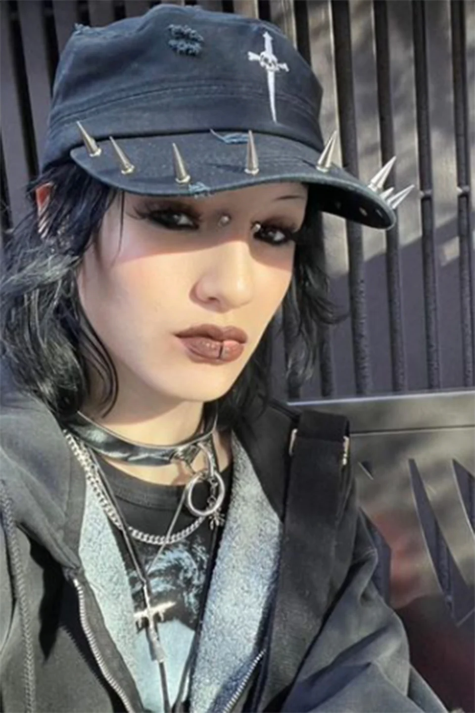 Spiked Distressed Rivethead Hat - Image 7