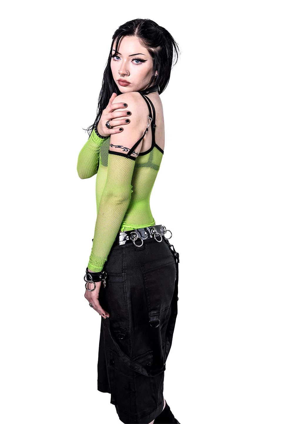 Cyber Green Transformer Fishnet Top - Image 11