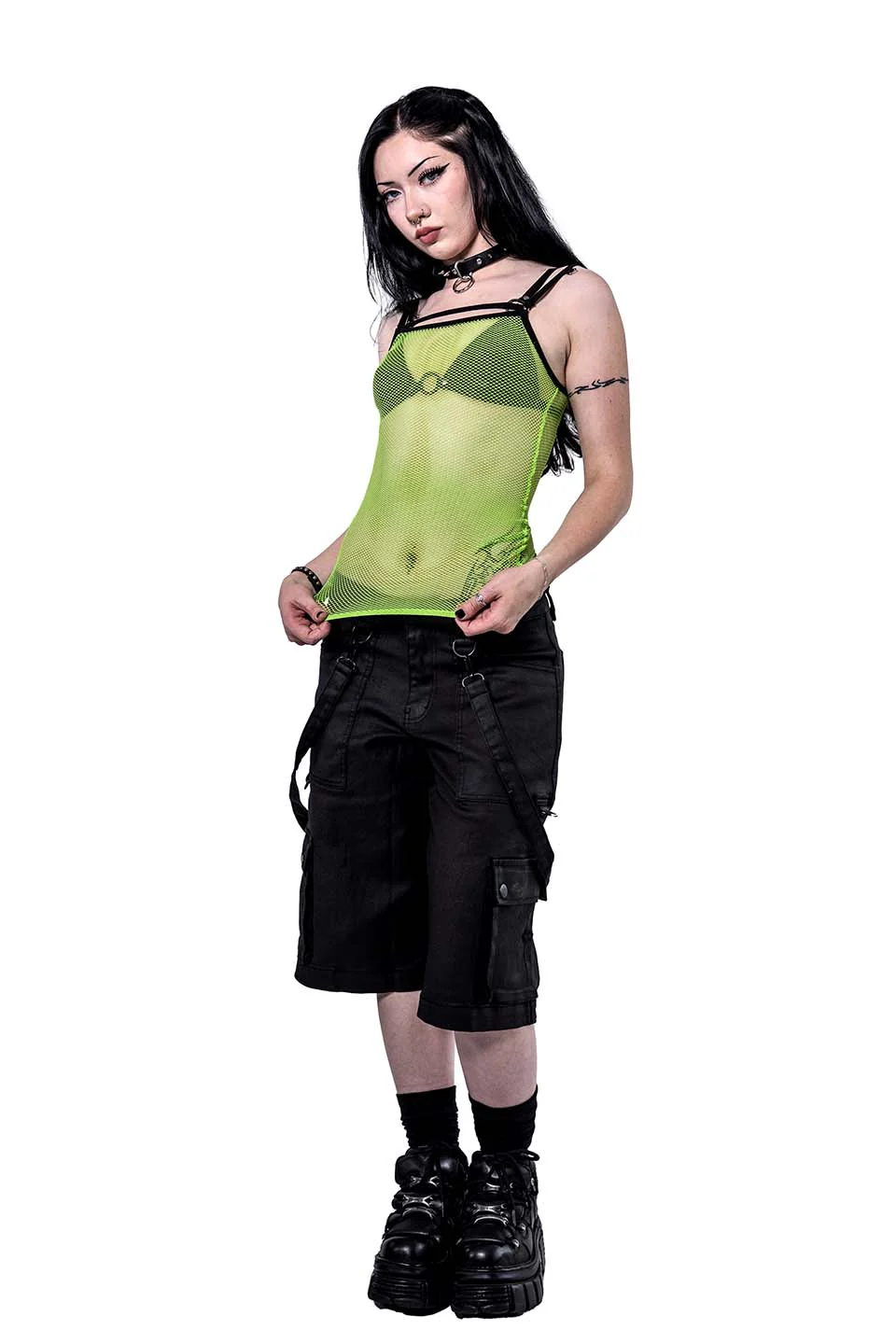 Cyber Green Transformer Fishnet Top - Image 12