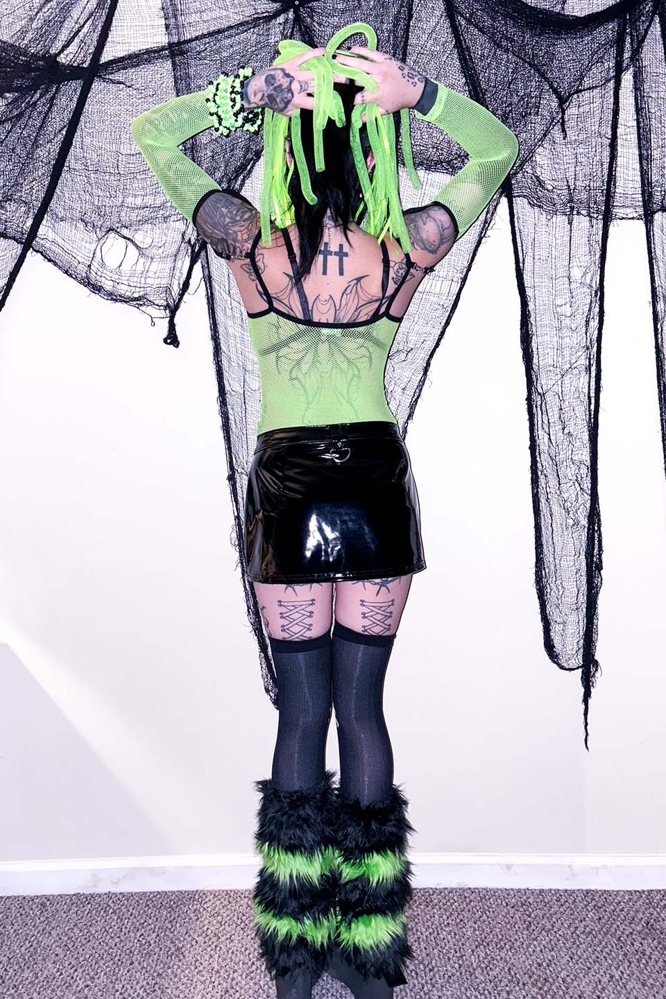 Cyber Green Transformer Fishnet Top - Image 4
