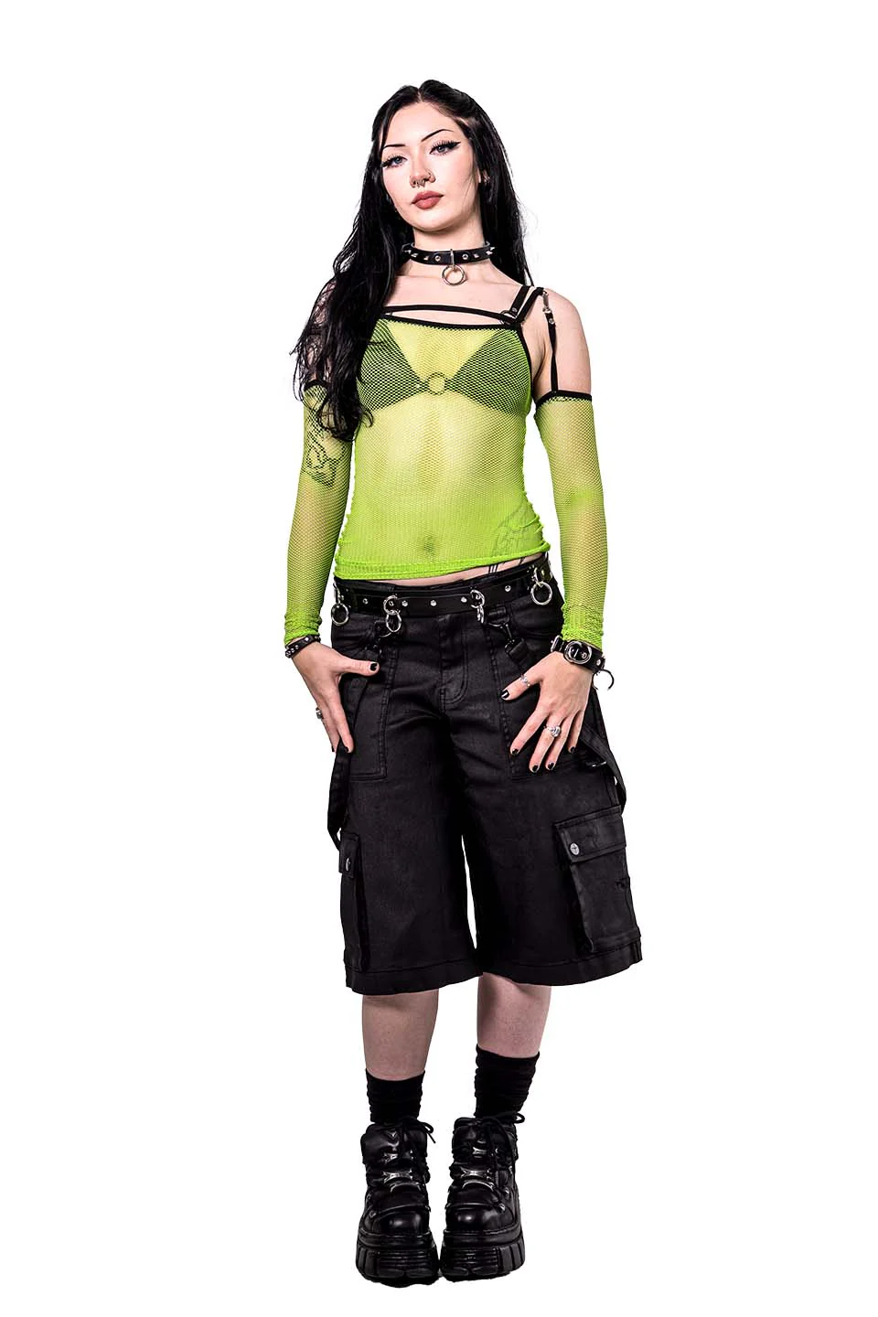 Cyber Green Transformer Fishnet Top - Image 7