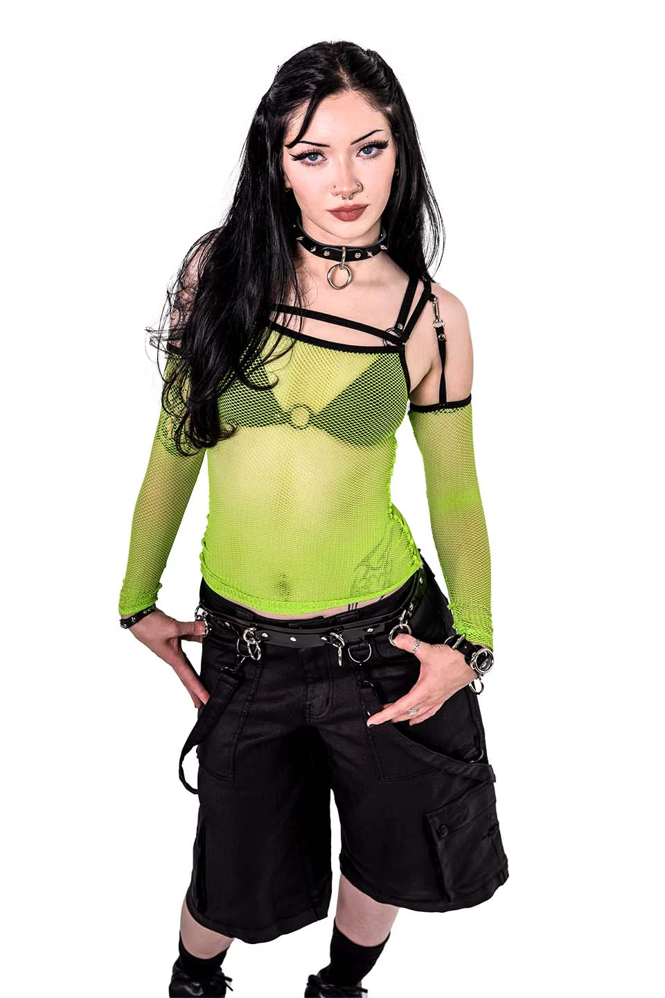 Cyber Green Transformer Fishnet Top - Image 8