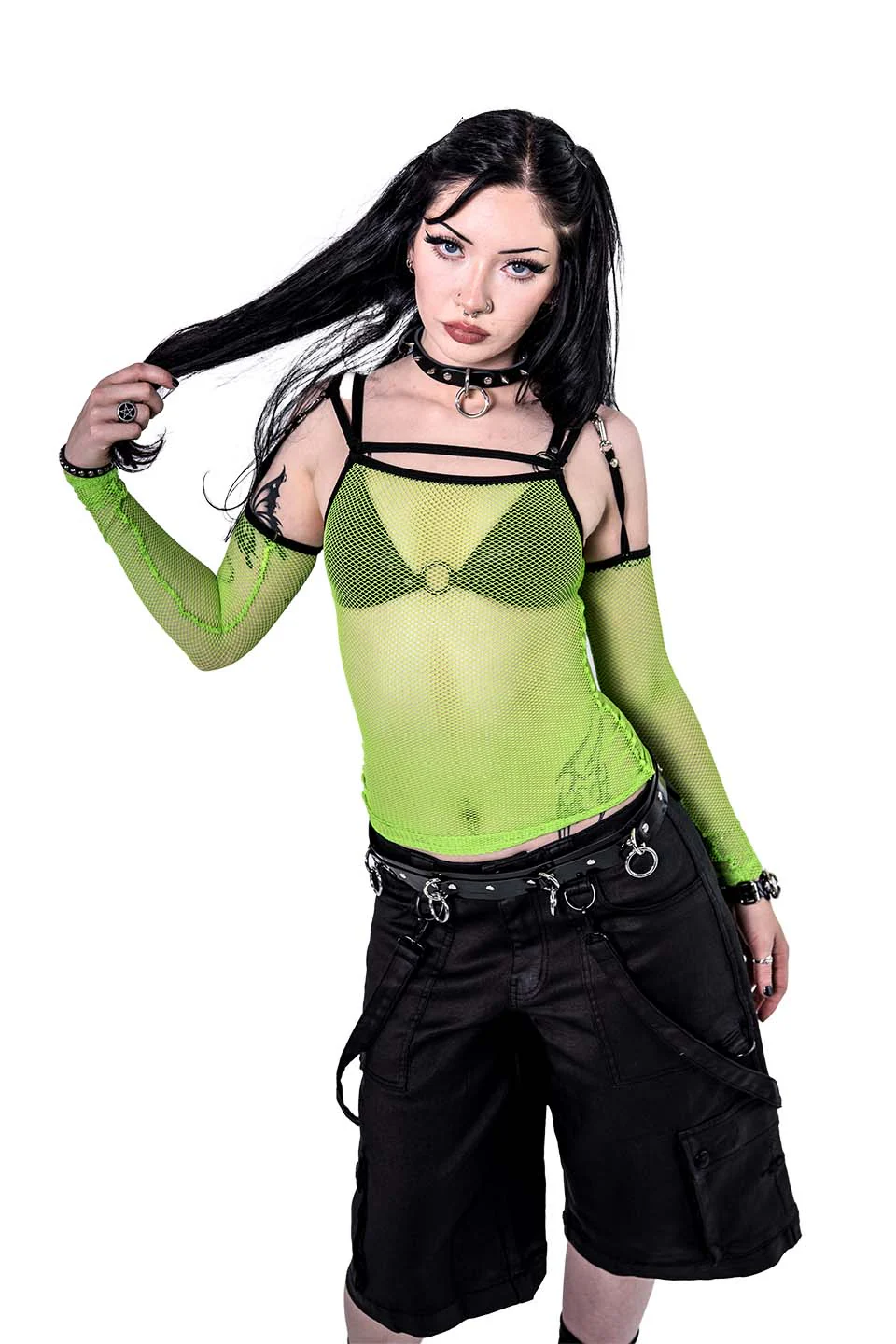 Cyber Green Transformer Fishnet Top - Image 9