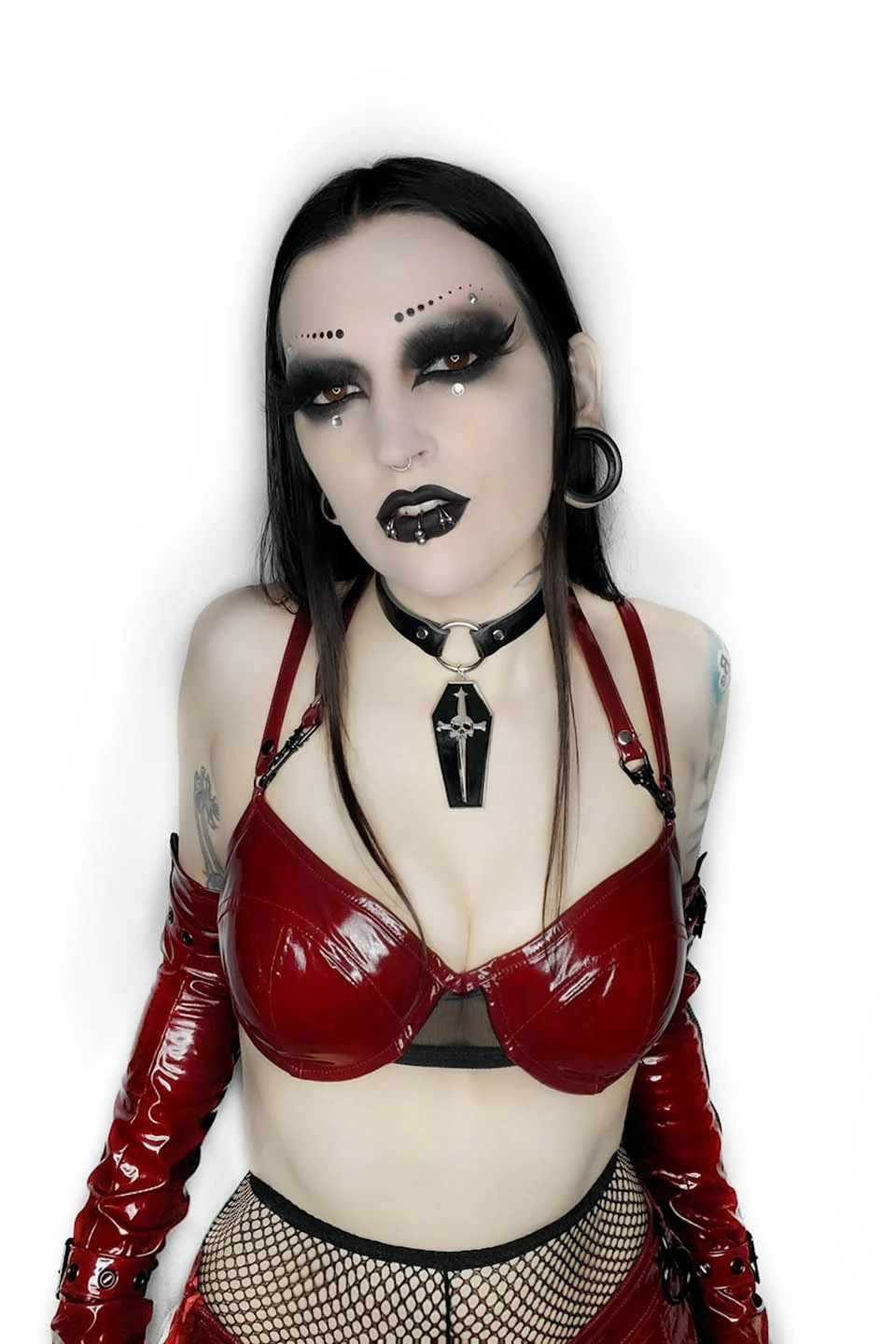 Vampire Red Vinyl Padded Push Up Bra Top - Image 3