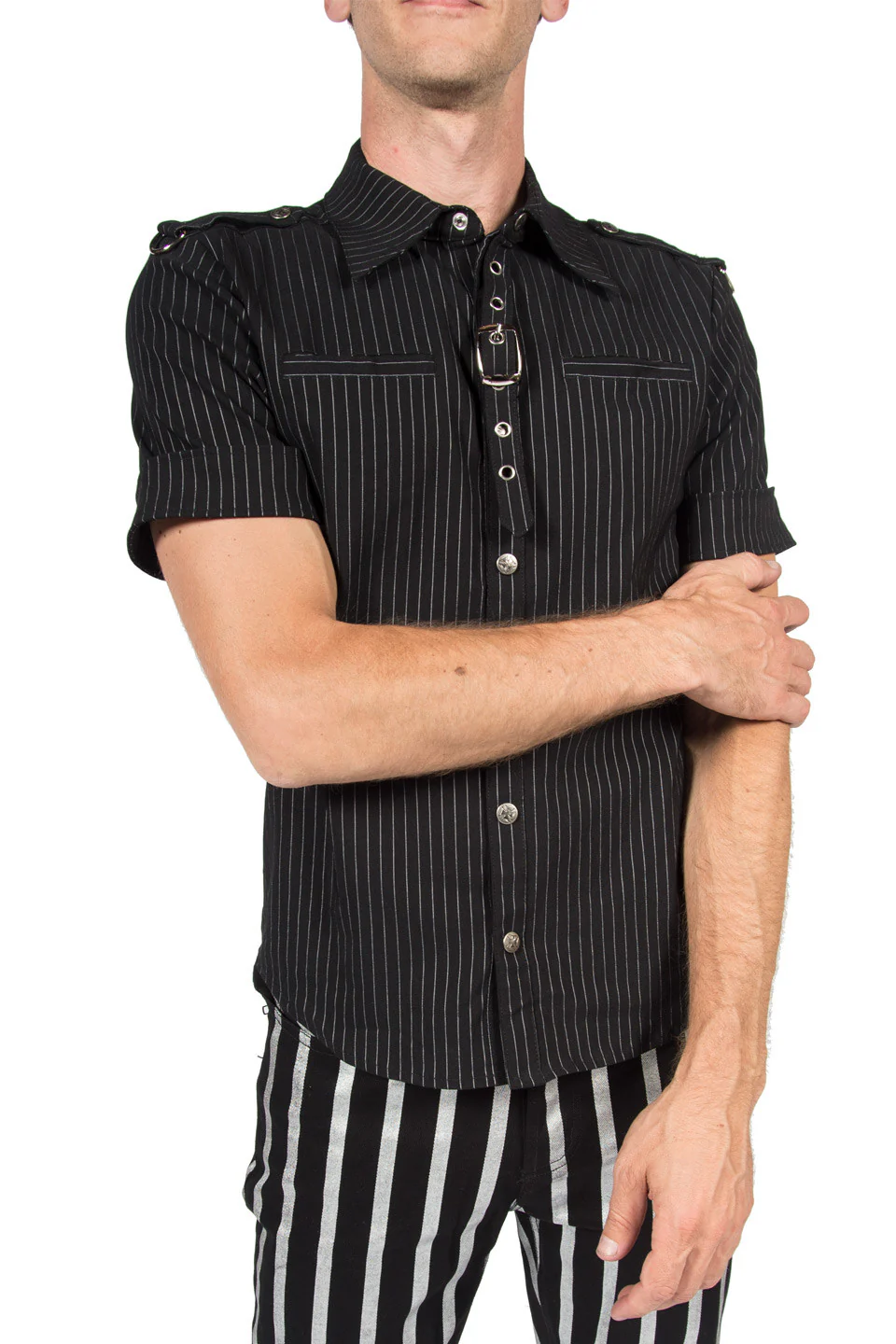 Vintage Gangster Prankster Pinstriped Shirt