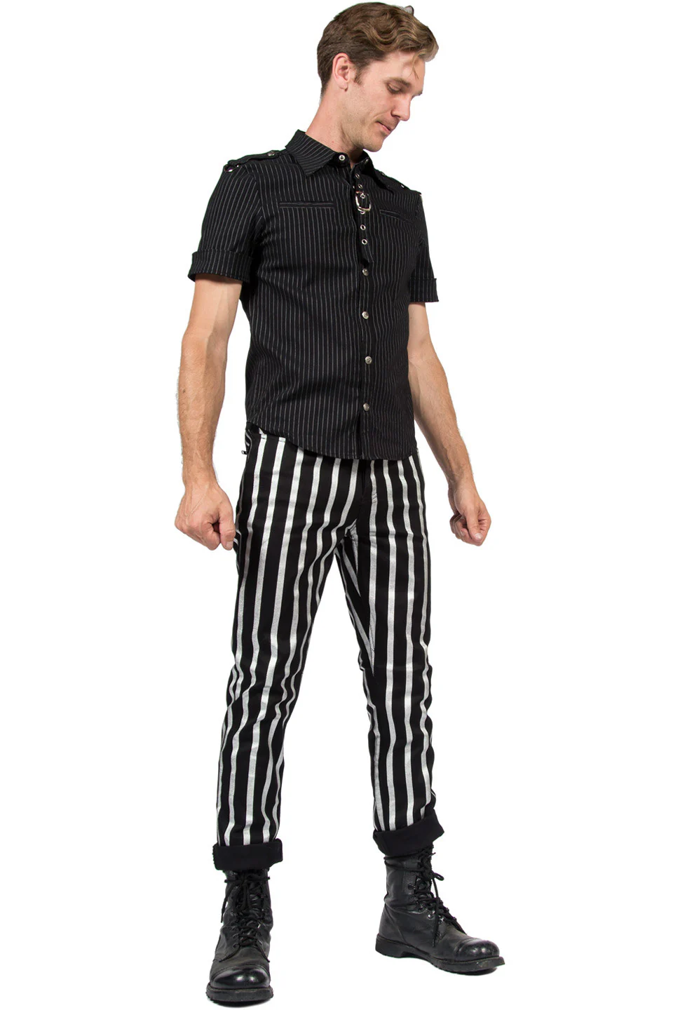 Vintage Gangster Prankster Pinstriped Shirt - Image 2
