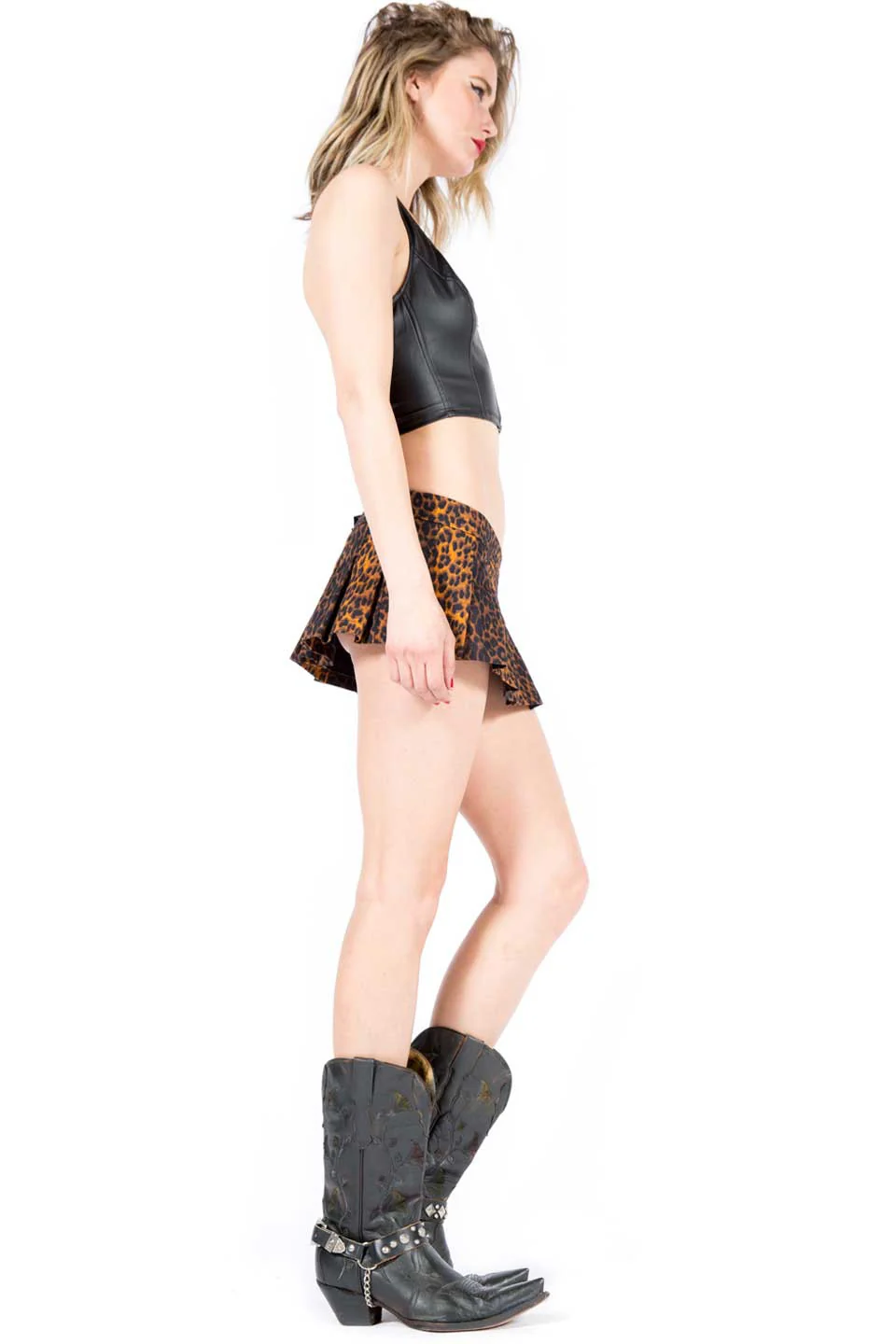 Vintage Leopard Pleated Micro Mini Skirt - Image 3