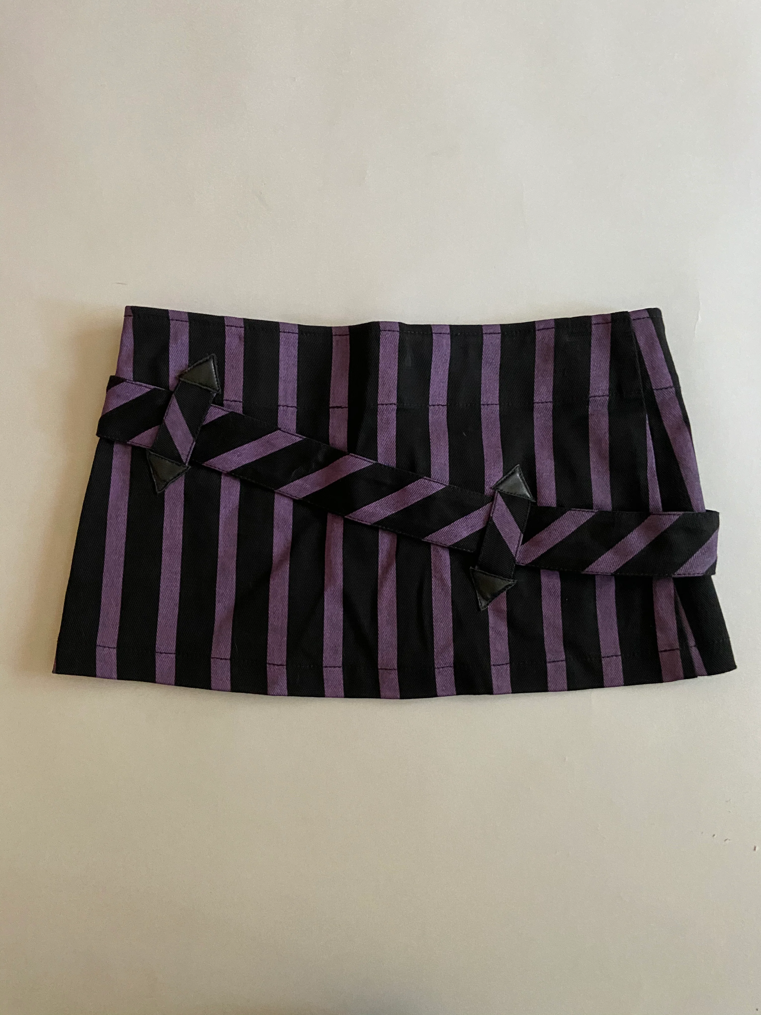 Vintage Lip Service Black and Purple Striped Micro Mini