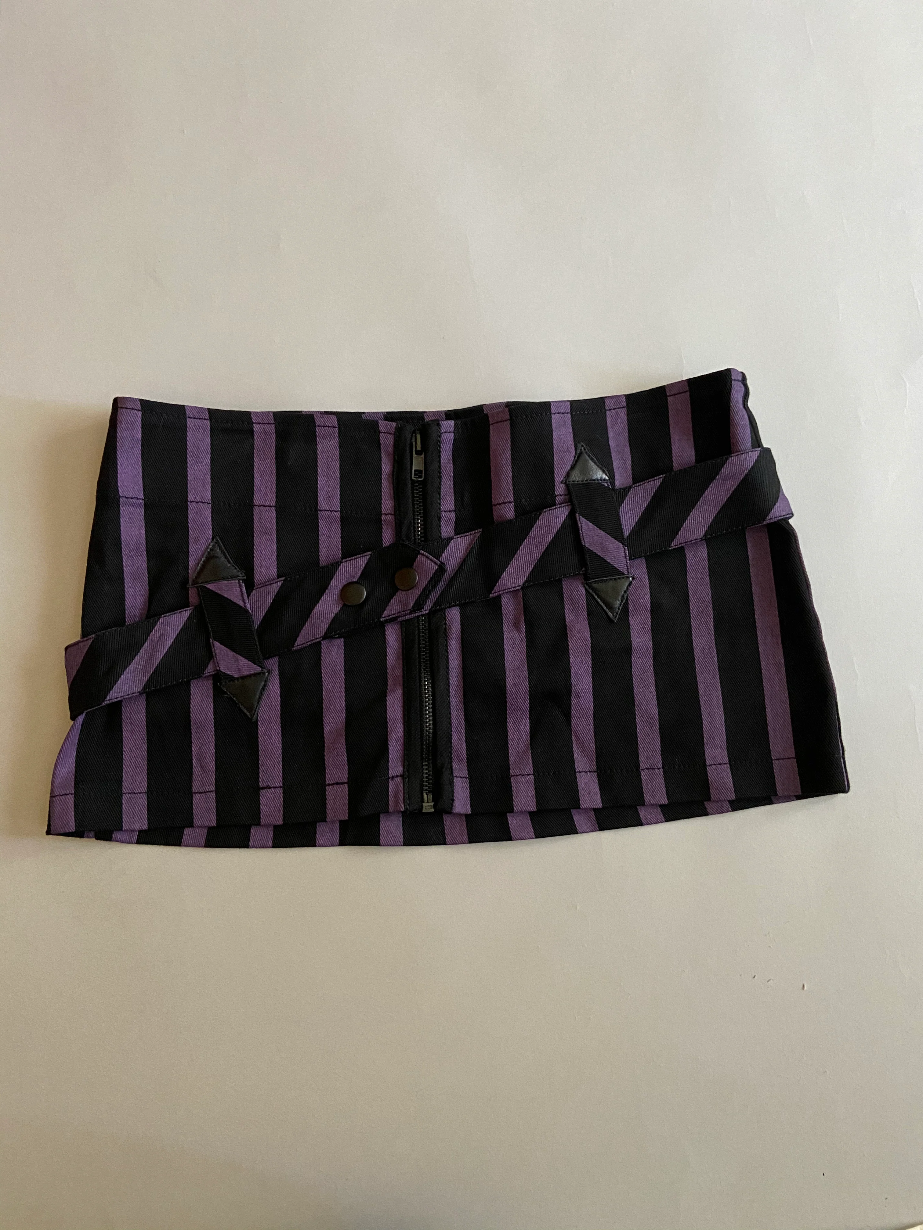 Vintage Lip Service Black and Purple Striped Micro Mini - Image 2