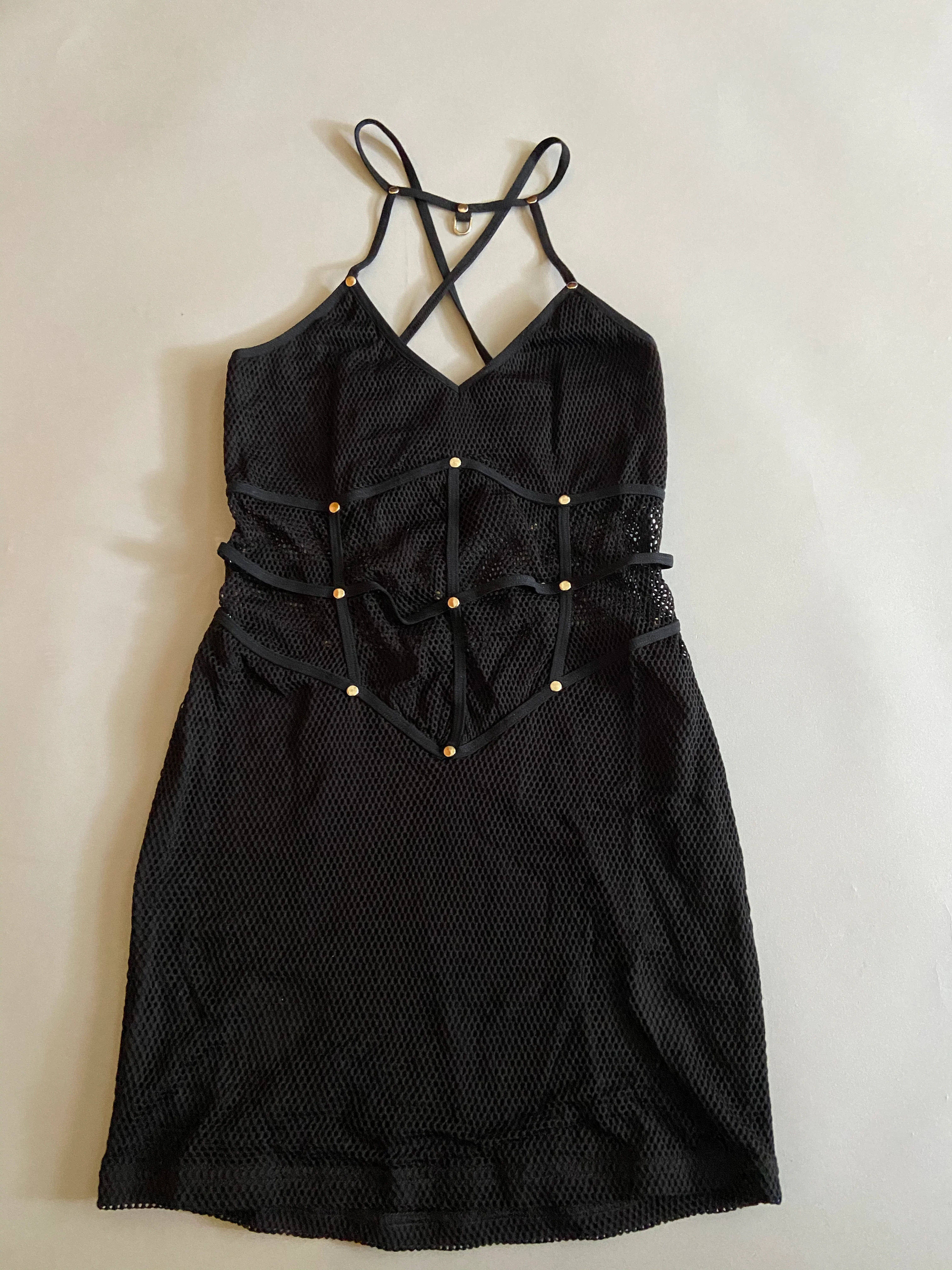 Vintage Lip Service Black Fishnet Mini Dress