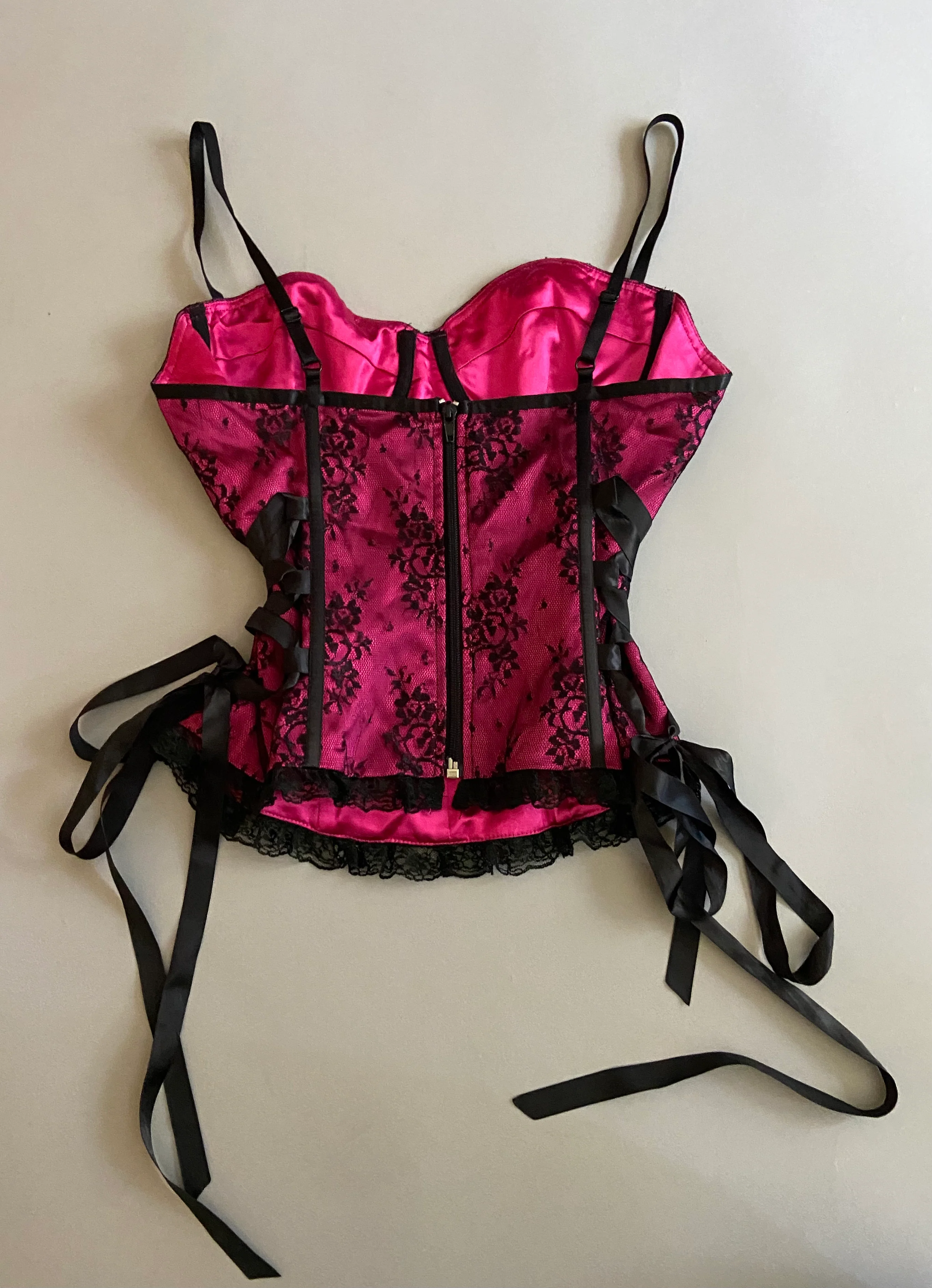 Vintage Lip Service Blacklist Pink Stretch Satin Bustier - Image 2