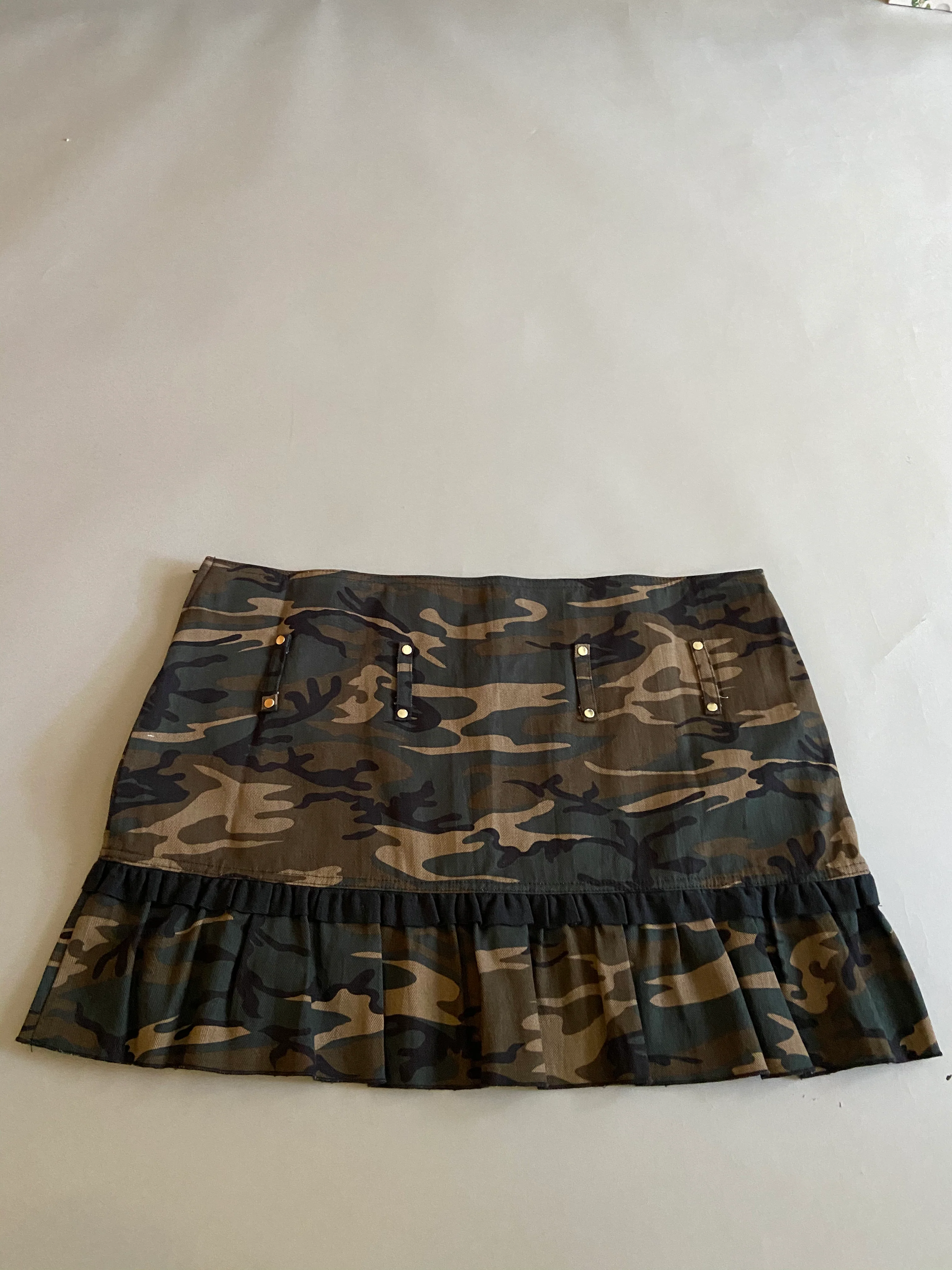 Vintage Lip Service Camo Ruffle Mini Skirt - Image 2
