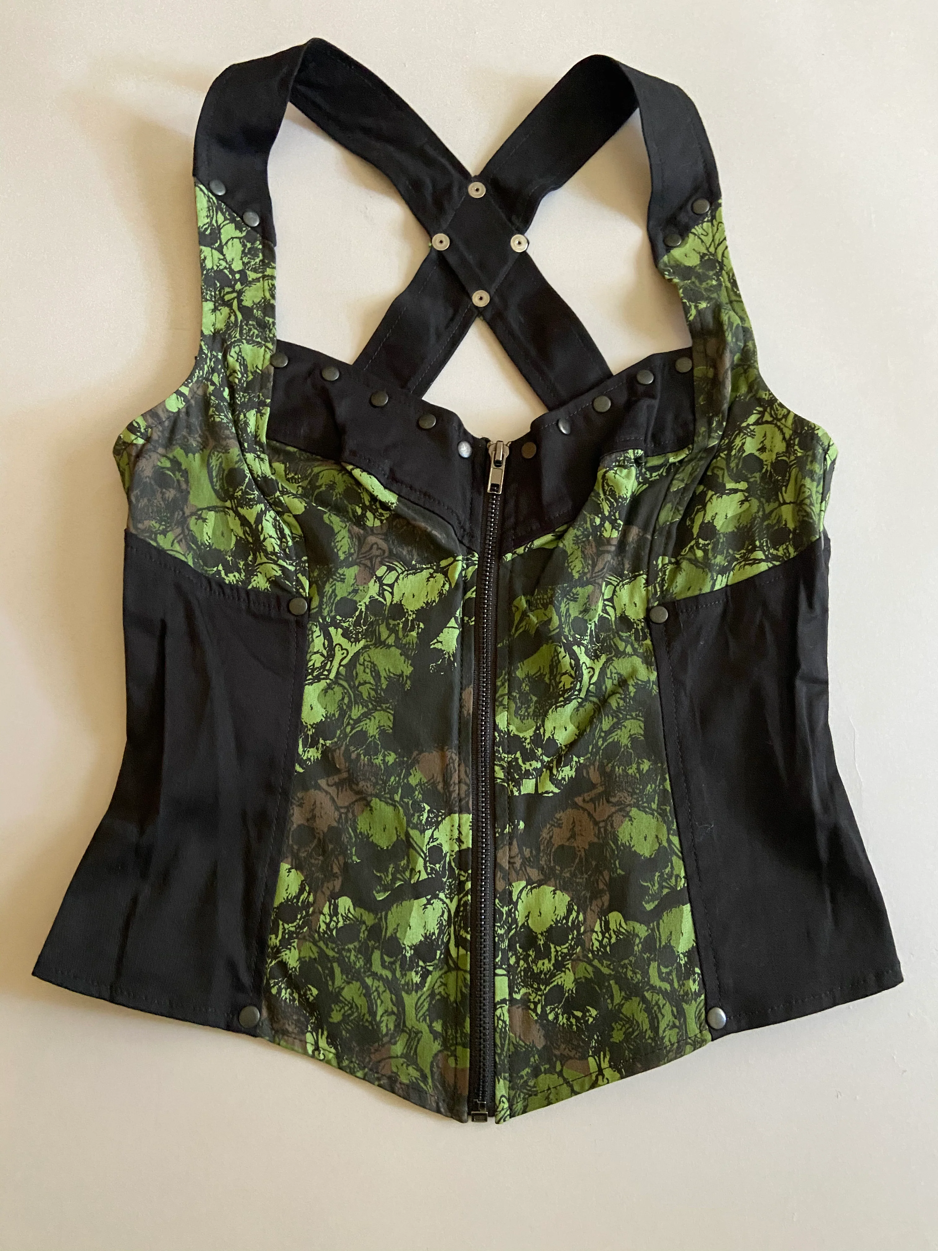 Vintage Lip Service Skull Camo Bustier