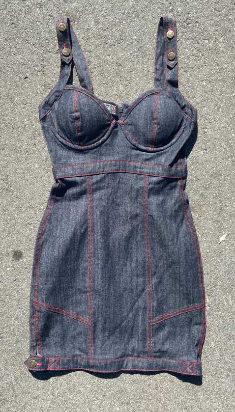 Vintage Rockabilly Rumble Denim Bustier Dress