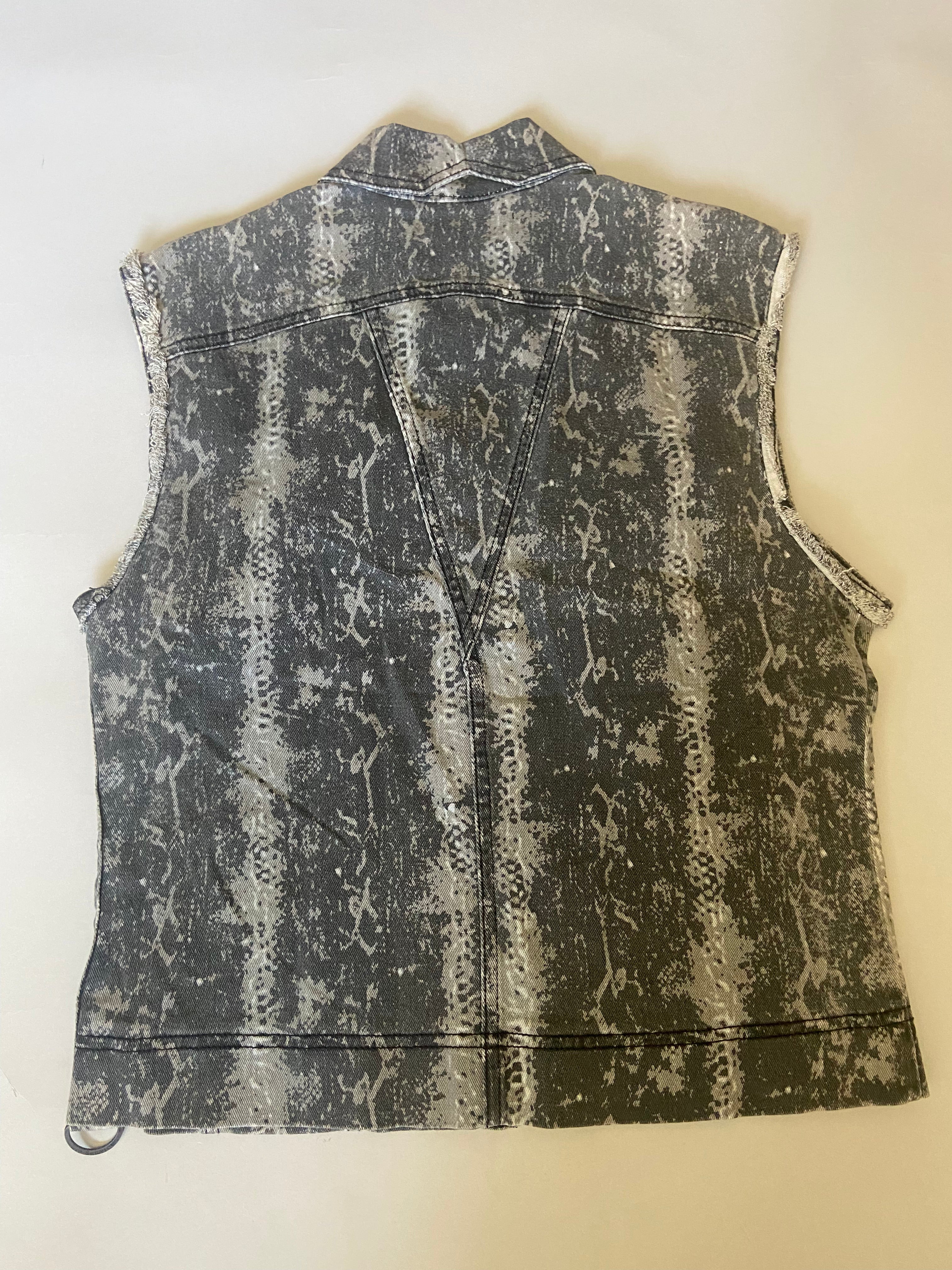 Vintage Stretch Twill Distressed Men's Vest with Snakeprint - size M - Image 2