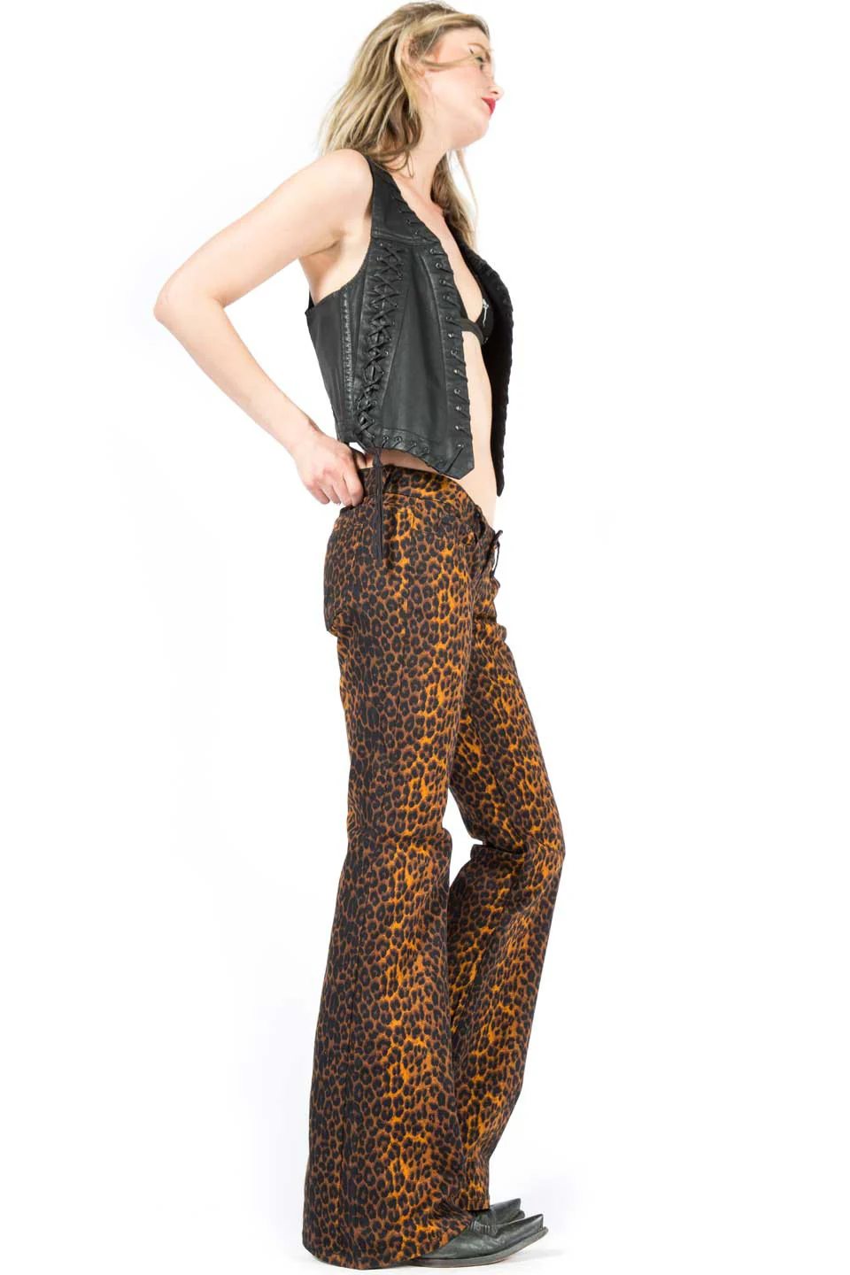 Vintage Leopard Boot Cut Jeans - Image 3