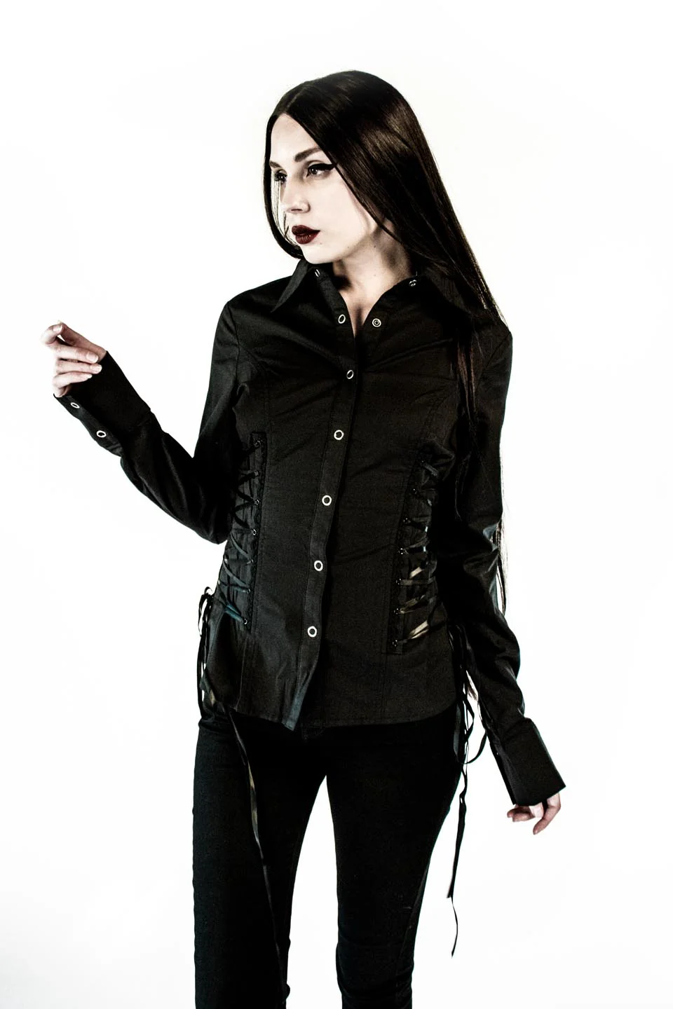 Vintage Wicked Lace Up Blouse