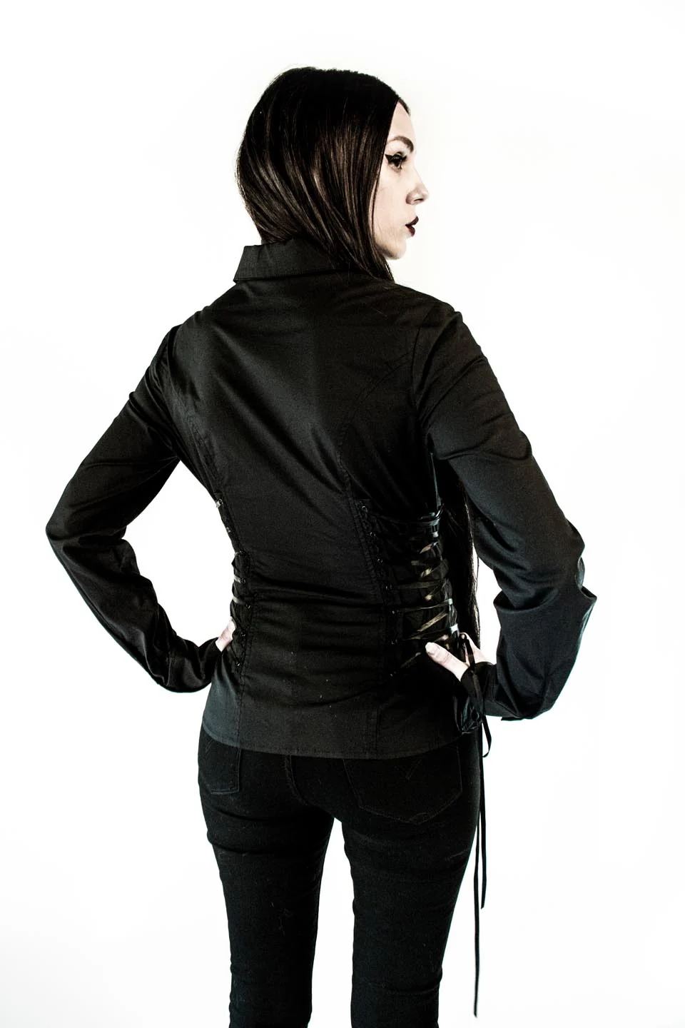 Vintage Wicked Lace Up Blouse - Image 3