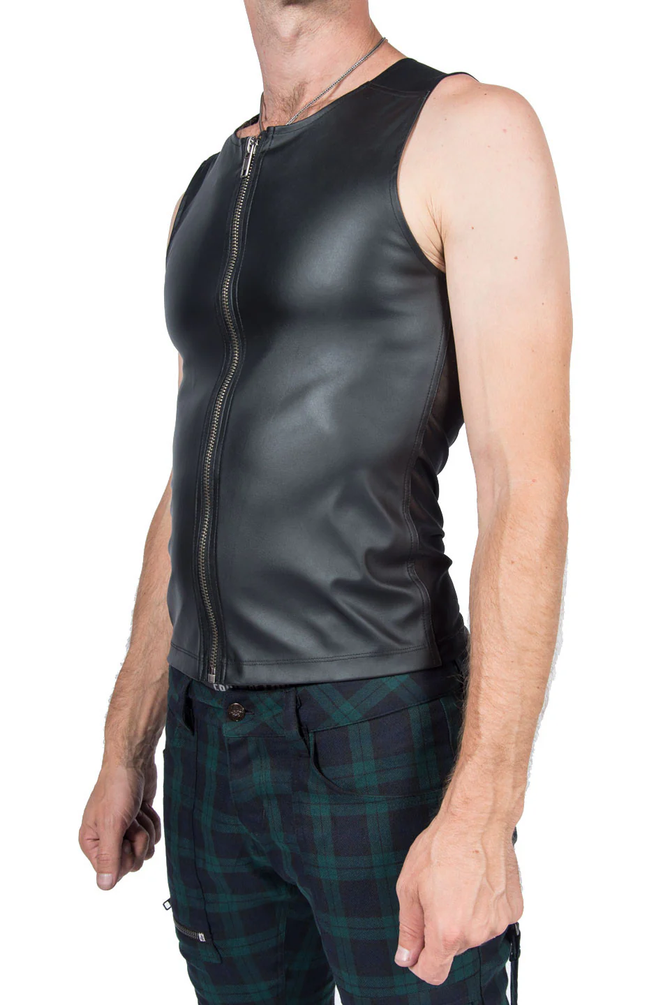 Vintage Zip Front Mesh Back Top