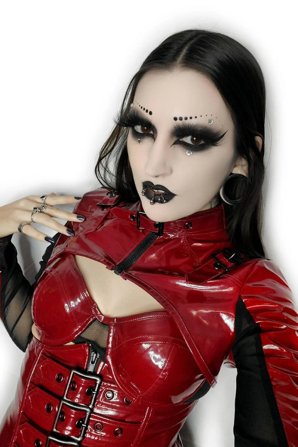 VINYL FETISH SHRUG JACKET in VAMPIRE RED - Image 3
