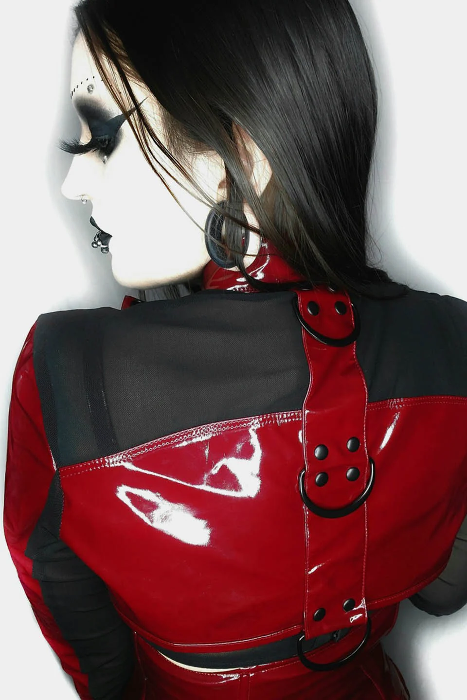 VINYL FETISH SHRUG JACKET in VAMPIRE RED - Image 4