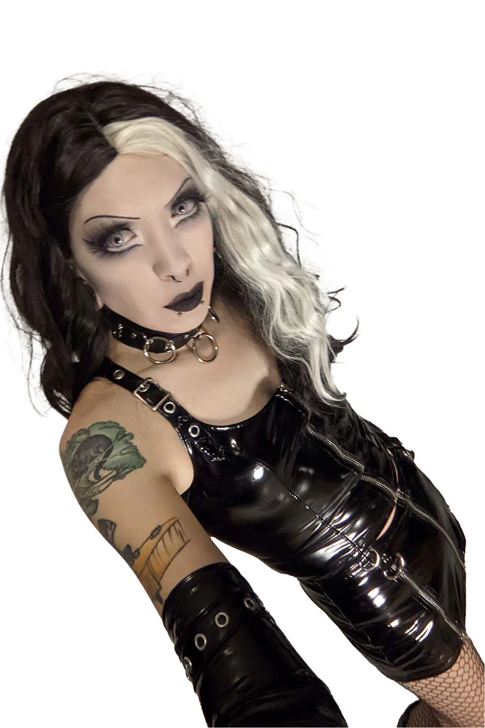 Vinyl Von Zipper Mini Skirt in Black PVC - Image 3