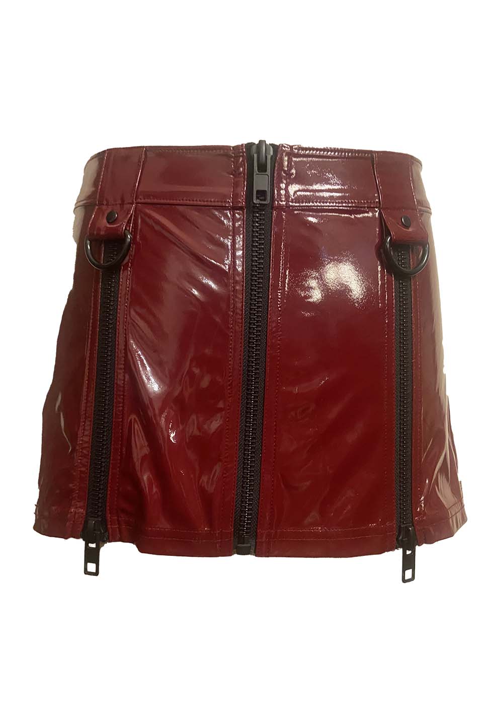 Vinyl Von Zipper Mini Skirt in Vampire Red PVC - Image 7
