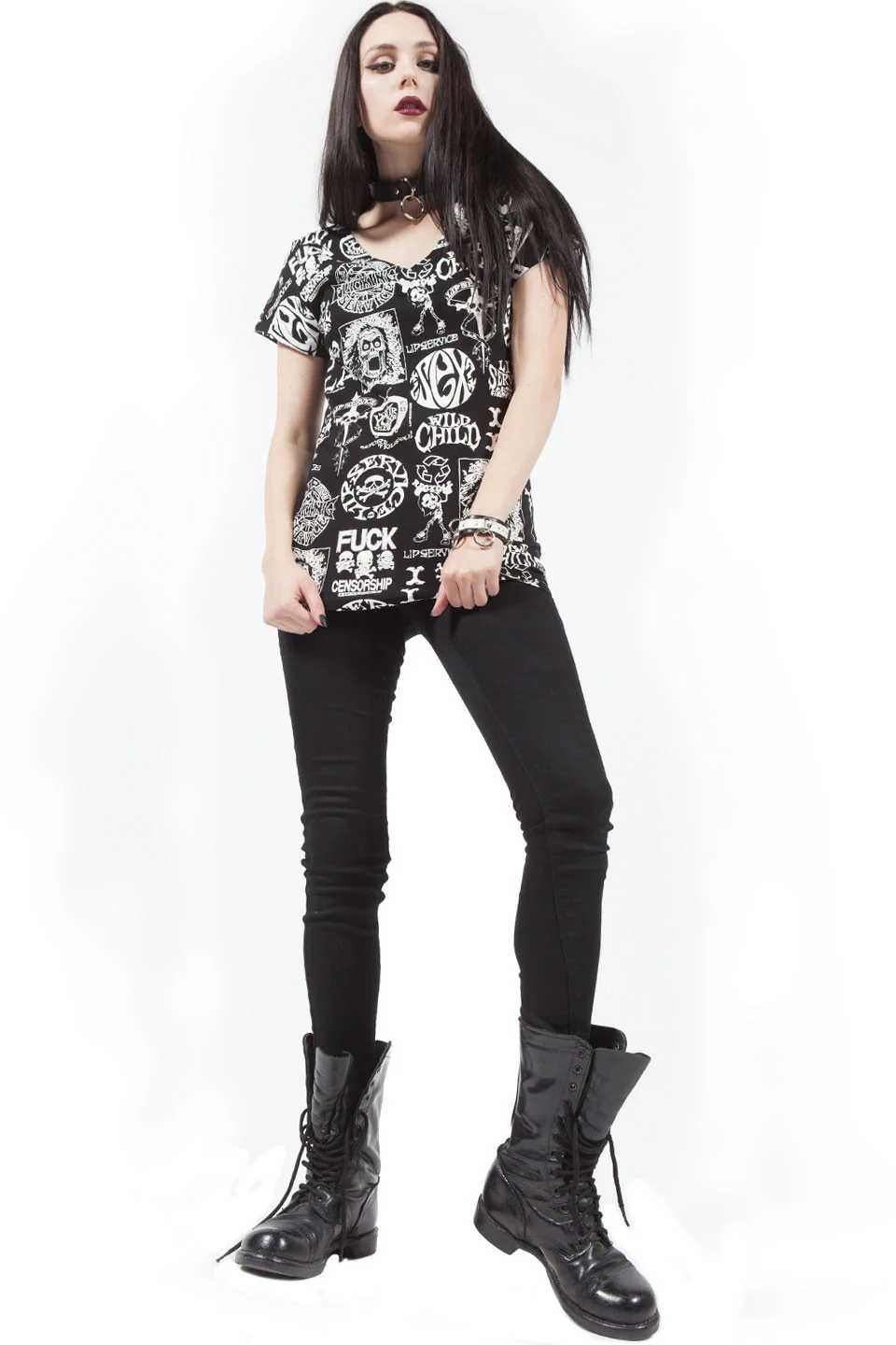 Multi Logo V-neck T-Shirt - Image 3