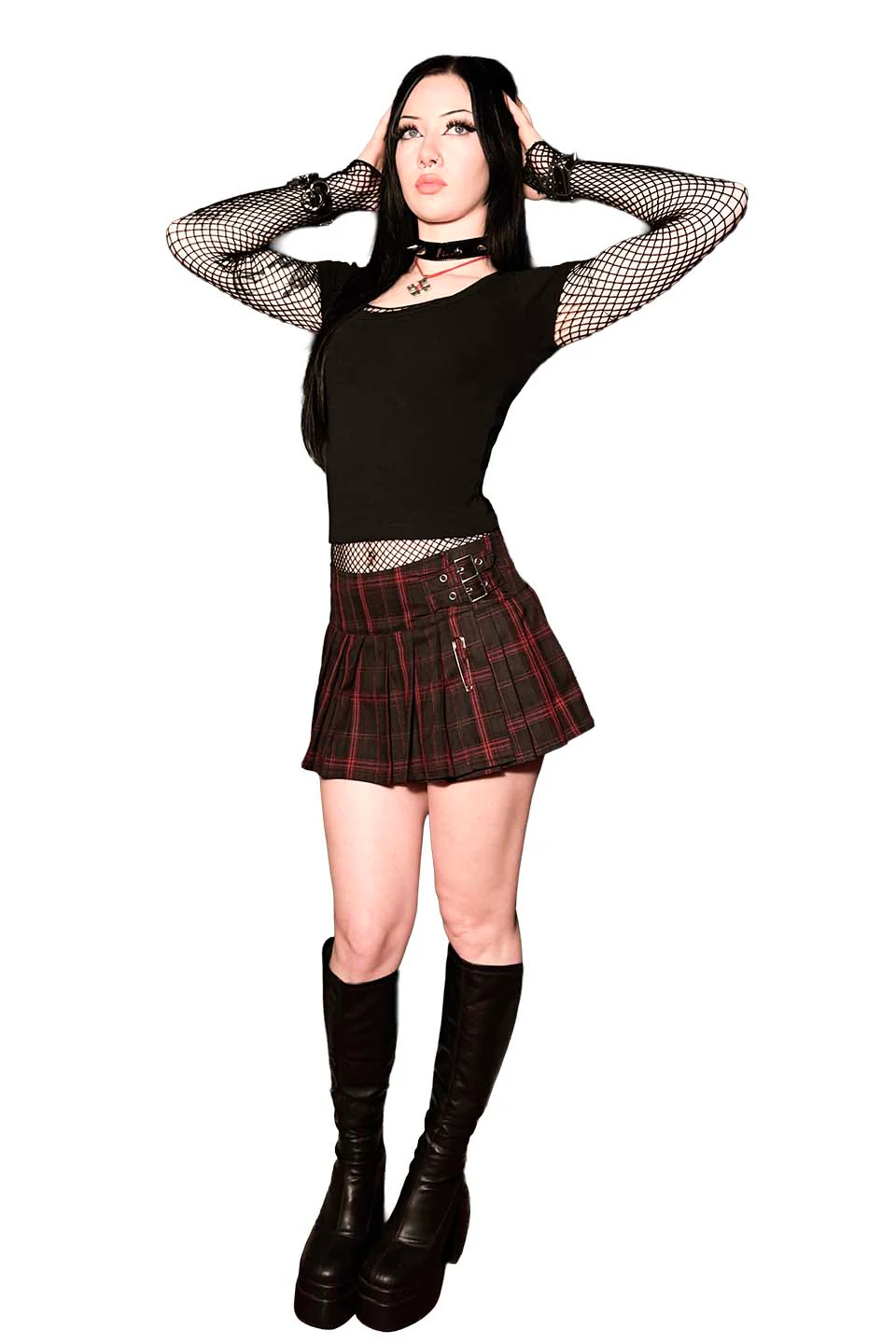 World's End Pleated Mini Skirt in Red & Black Plaid v2 - Image 3