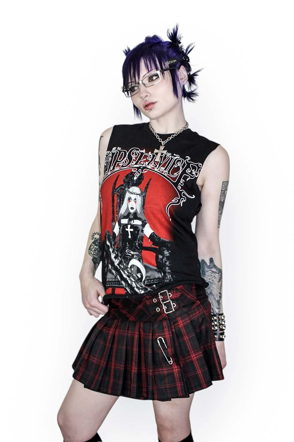 World's End Pleated Mini Skirt in Red & Black Plaid v2 - Image 6